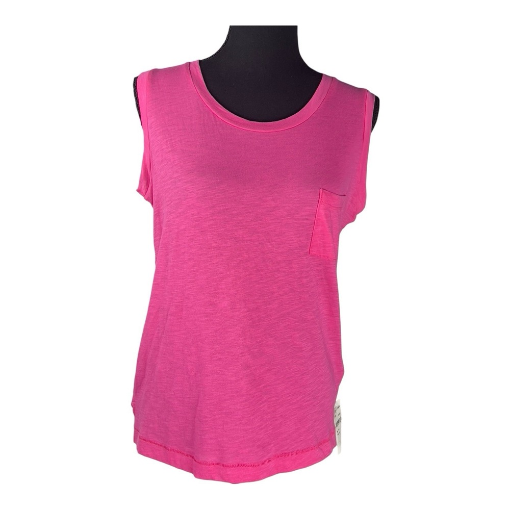 Madewell Whisper Cotton Crewneck Pocket Tee Muscle Tank In Azalea Size XS Casual